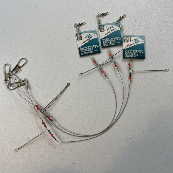 Lot of 3 Hurricane Salt Tackle Double Drop Wire Bottom Rigs 60lb Test 18” Length - Picture 2 of 6